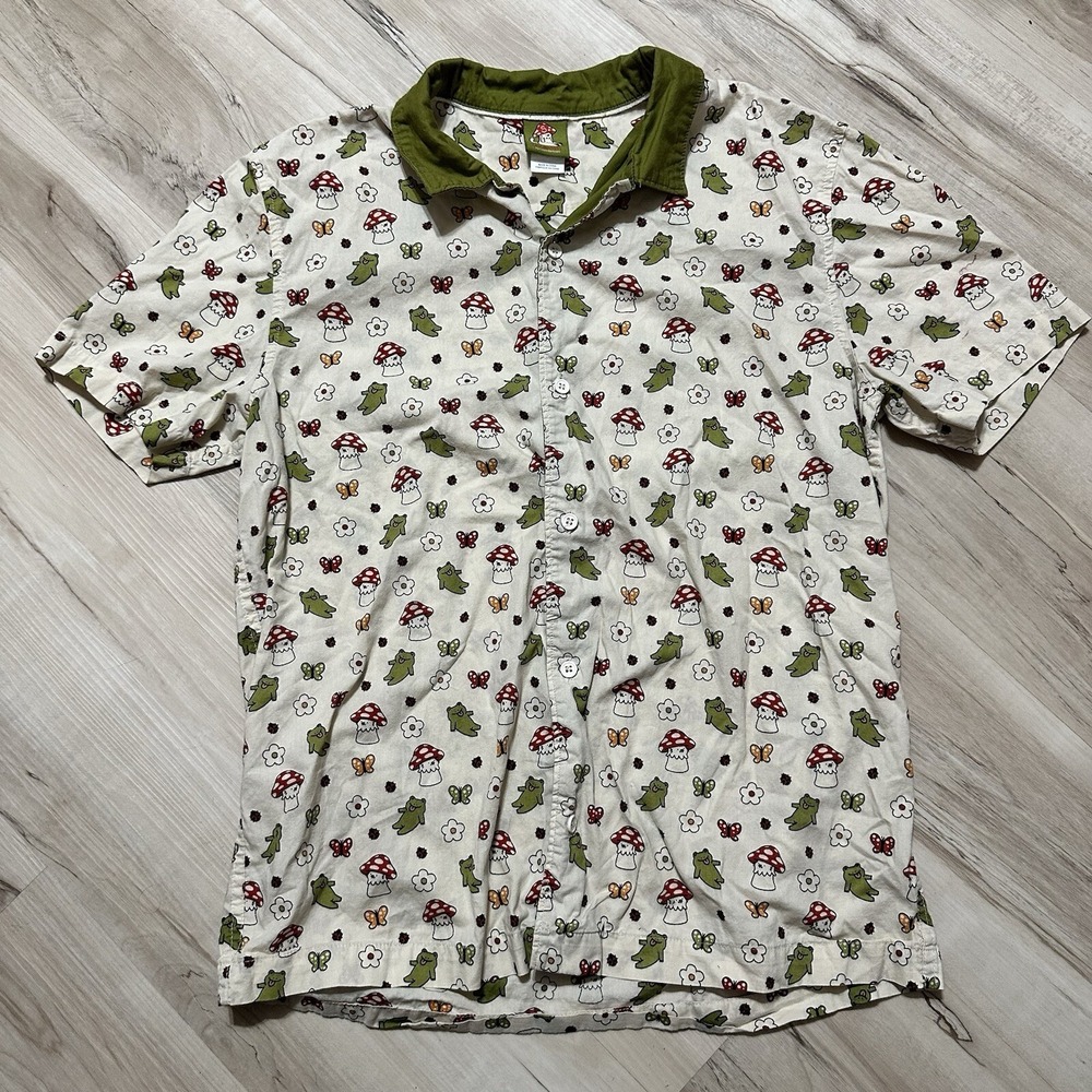 Leon Karssen Mushmush Cream Short Sleeve Button Down Shirt Sz Small‎ Fast Ship